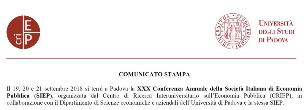XXX SIEP Annual Conference: Press Release